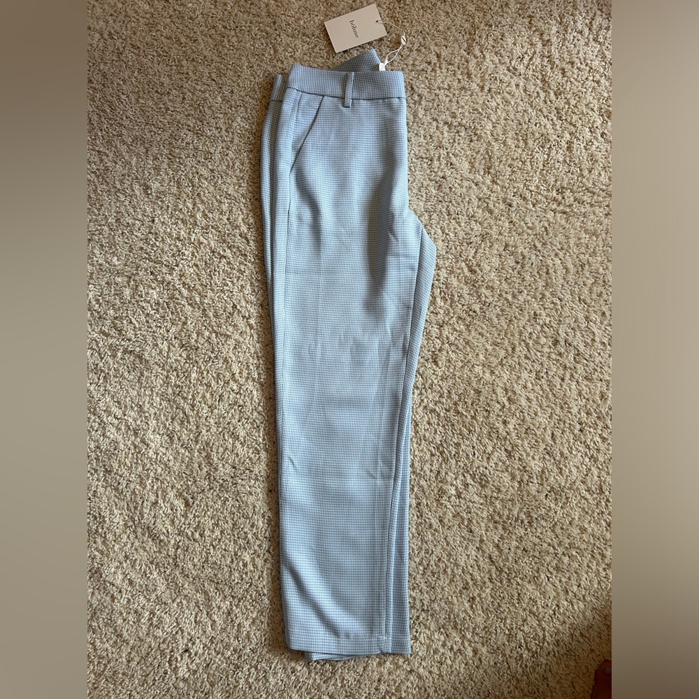 M Bohme light blue and white checkered dress pants